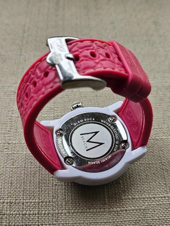 Glam Rock Women Wristwatch MIAMI BEACH Pink Rubber Band Analog Quartz Watch $945 main image 8